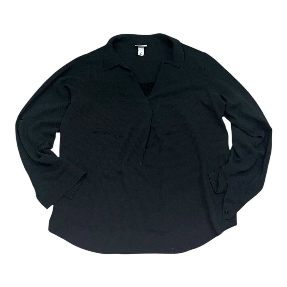 Ava & Viv Black Textured Blouse 1X